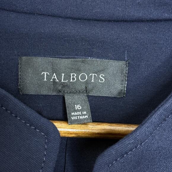 Talbots Jacket Womens 16 Navy Stand Collar Blazer Button Front Pockets Lined NEW - Picture 4 of 9